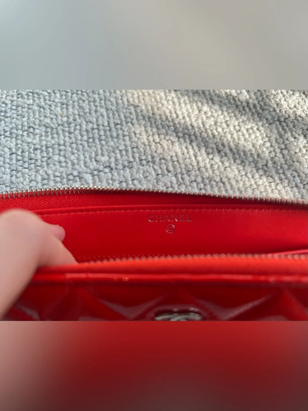 Chanel CC Quilted Red Patent Leather Long Wallet
